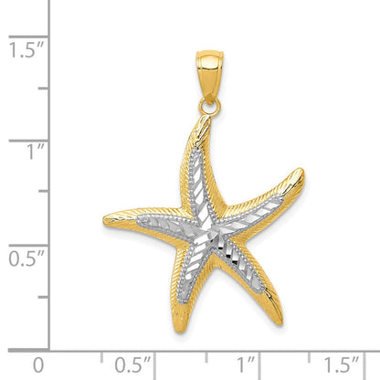 14K Gelb- und Rhodiumgold Anhänger mit Weißrhodium-Seestern