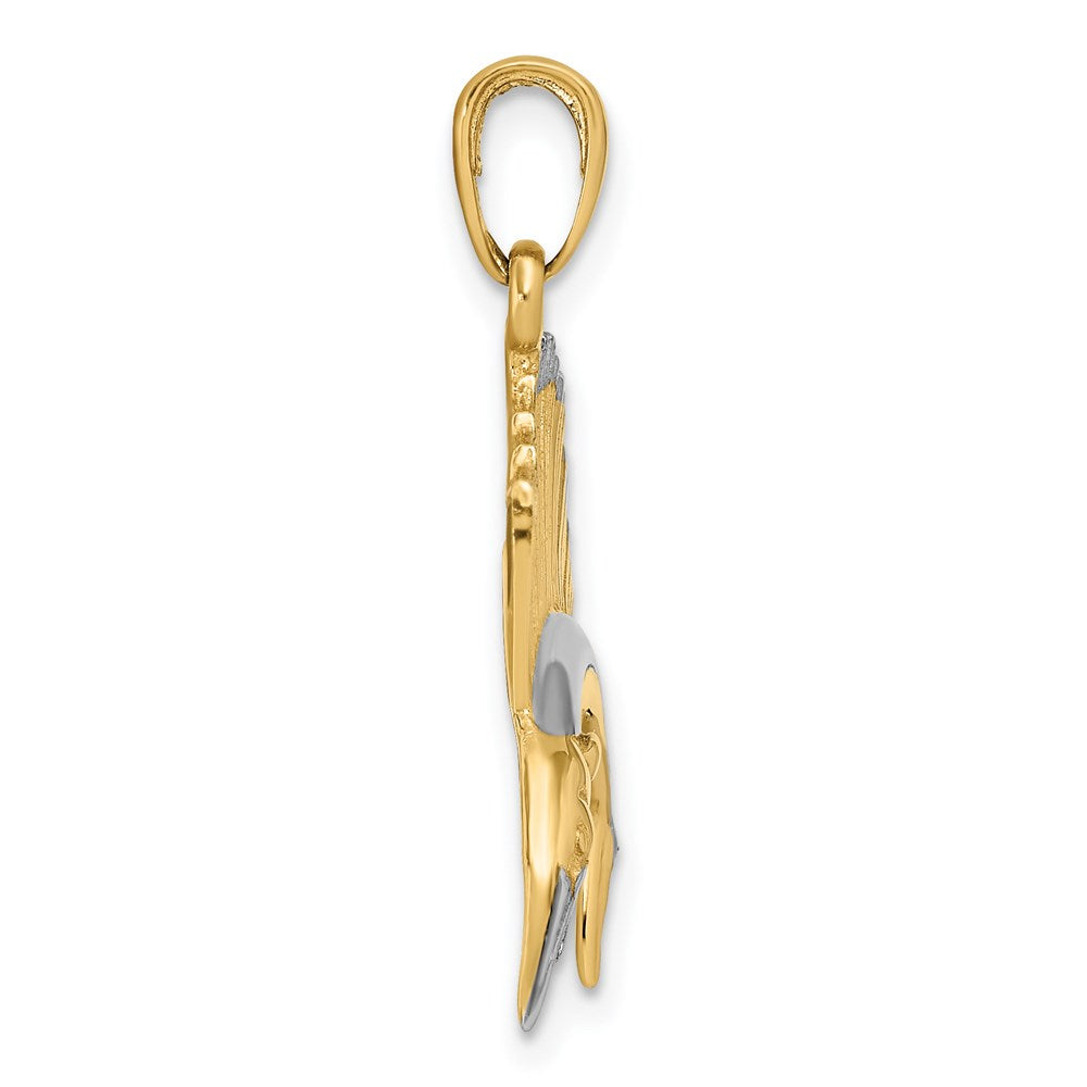 14K Gelb- und Rhodiumgold-Anhänger mit Rhodium-Segelfisch
