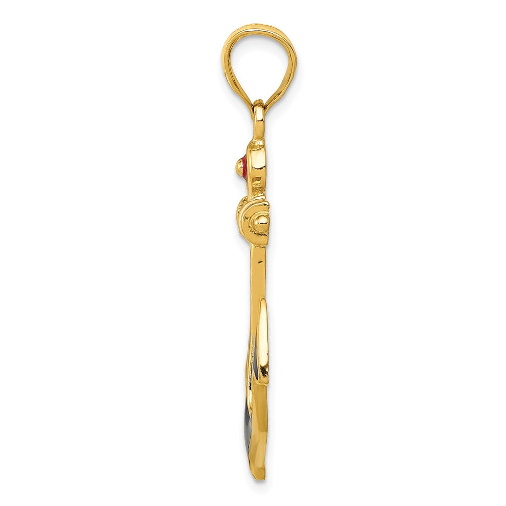 14K Gelbgold 2-D-Anker-Anhänger mit roter, weißer und blauer Emaillierung