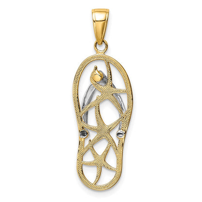14K Bicolor Gold Seestern-Flip-Flop-Anhänger