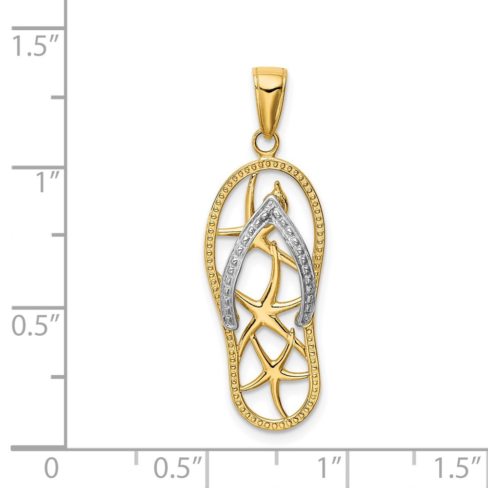 14K Bicolor Gold Seestern-Flip-Flop-Anhänger