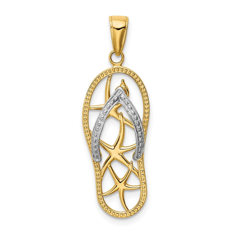 14K Bicolor Gold Seestern-Flip-Flop-Anhänger