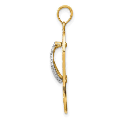 14K Bicolor-Gold Flip-Flop-Anhänger mit drei Meeresschildkröten