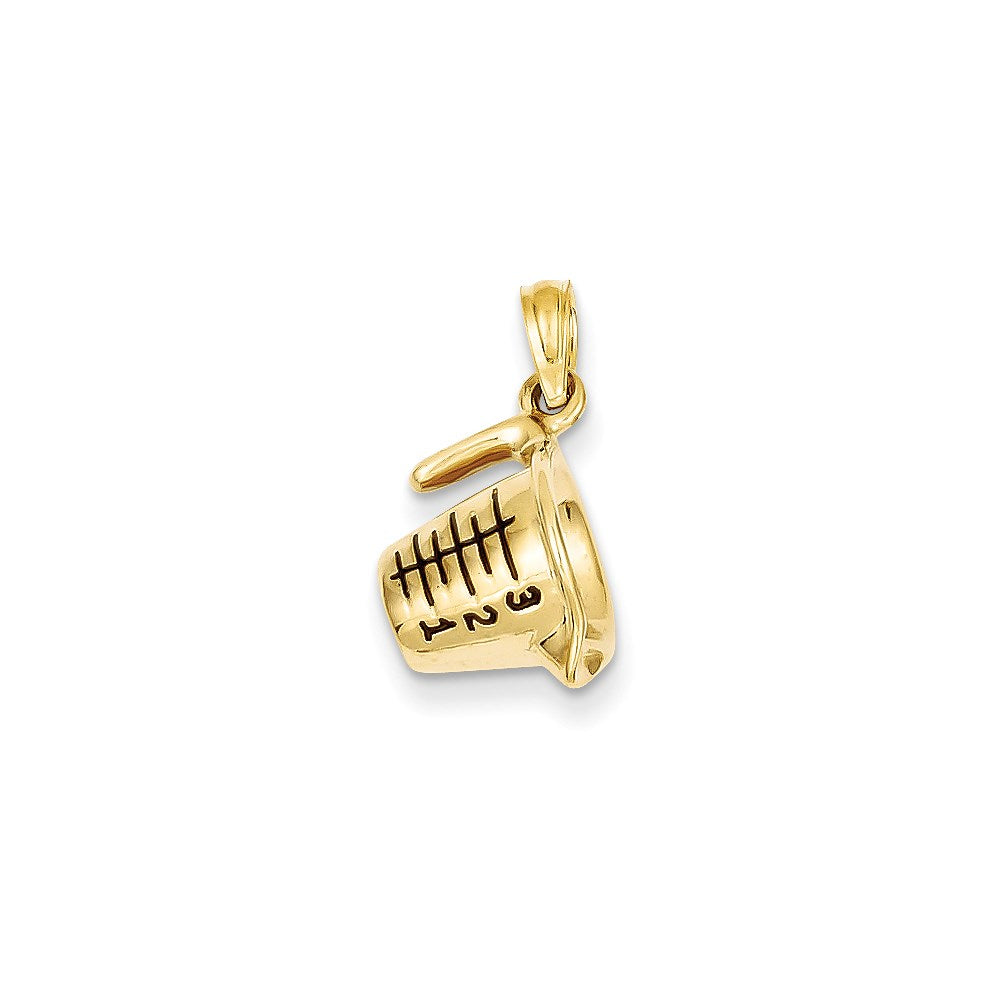 14K Gelbgold 3-D Schwarz Emaillierter Messbecher-Anhänger