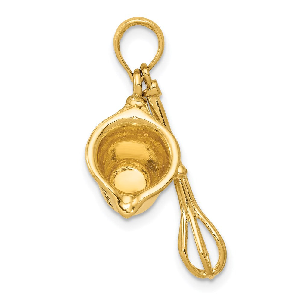 14 Karat Gelbgold 3-D Messbecher und Schneebesen Anhänger, schwarz emailliert