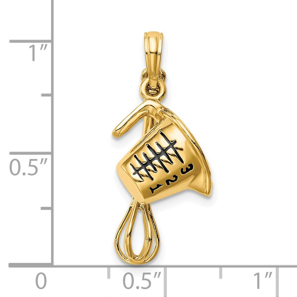 14 Karat Gelbgold 3-D Messbecher und Schneebesen Anhänger, schwarz emailliert