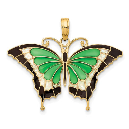14K Gelbgold Anhänger Schmetterling grün emailliert