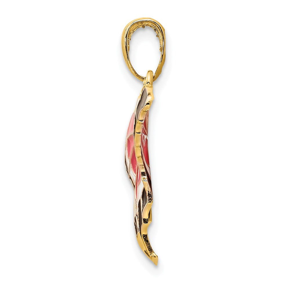 14K Gelbgold Emaillierter Schmetterlings-Anhänger
