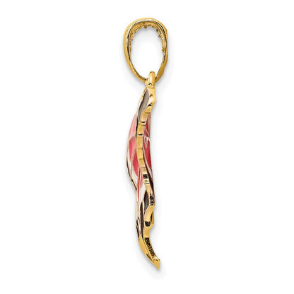 14K Gelbgold Emaillierter Schmetterlings-Anhänger