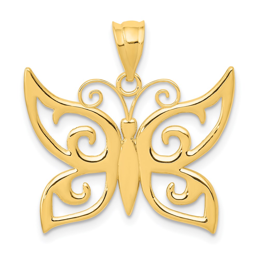 14K Gelbgold Polierter Schmetterlings-Anhänger