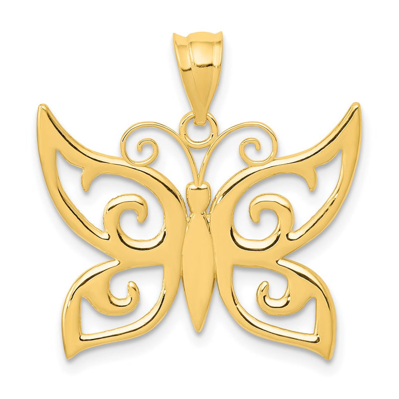 14K Gelbgold Polierter Schmetterlings-Anhänger