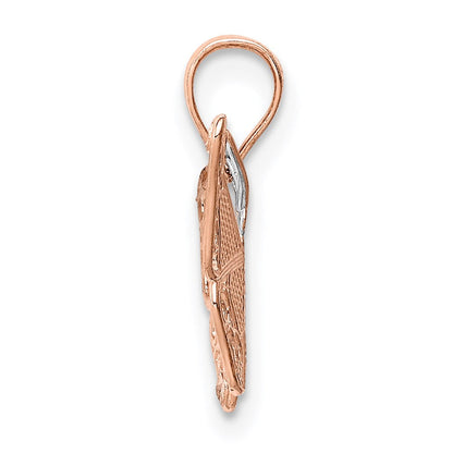 14K Roségold mit Rhodium Diamantiert Schmetterling Anhänger