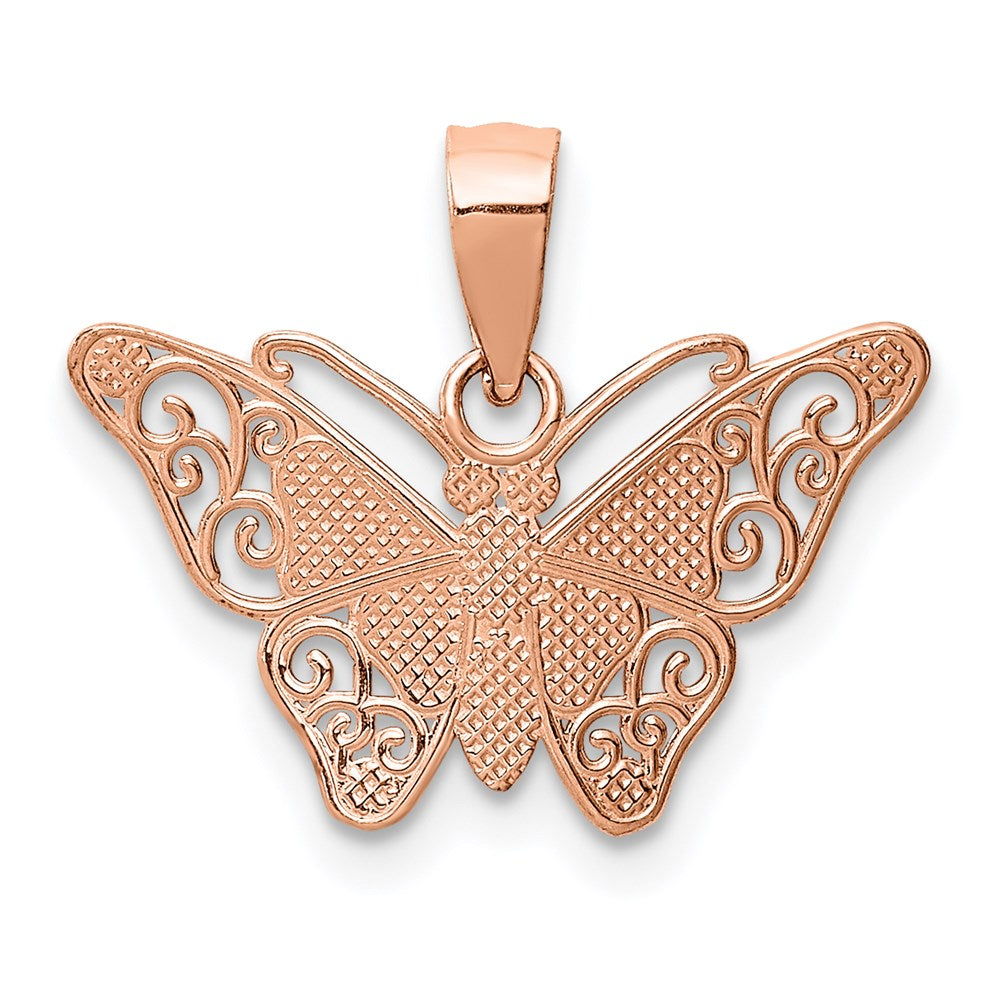14K Roségold mit Rhodium Diamantiert Schmetterling Anhänger