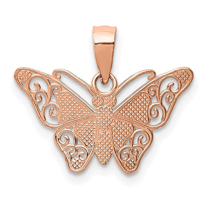 14K Roségold mit Rhodium Diamantiert Schmetterling Anhänger