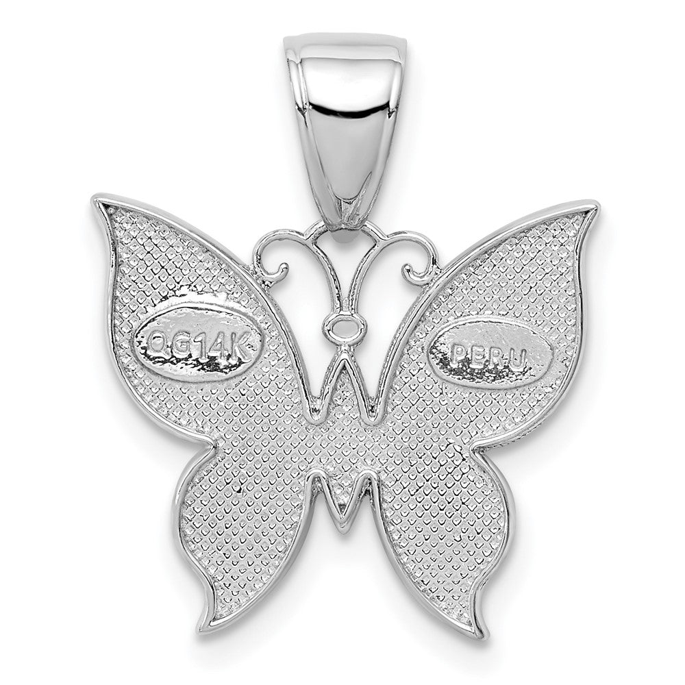 14K Weißgold Schmetterling-Anhänger