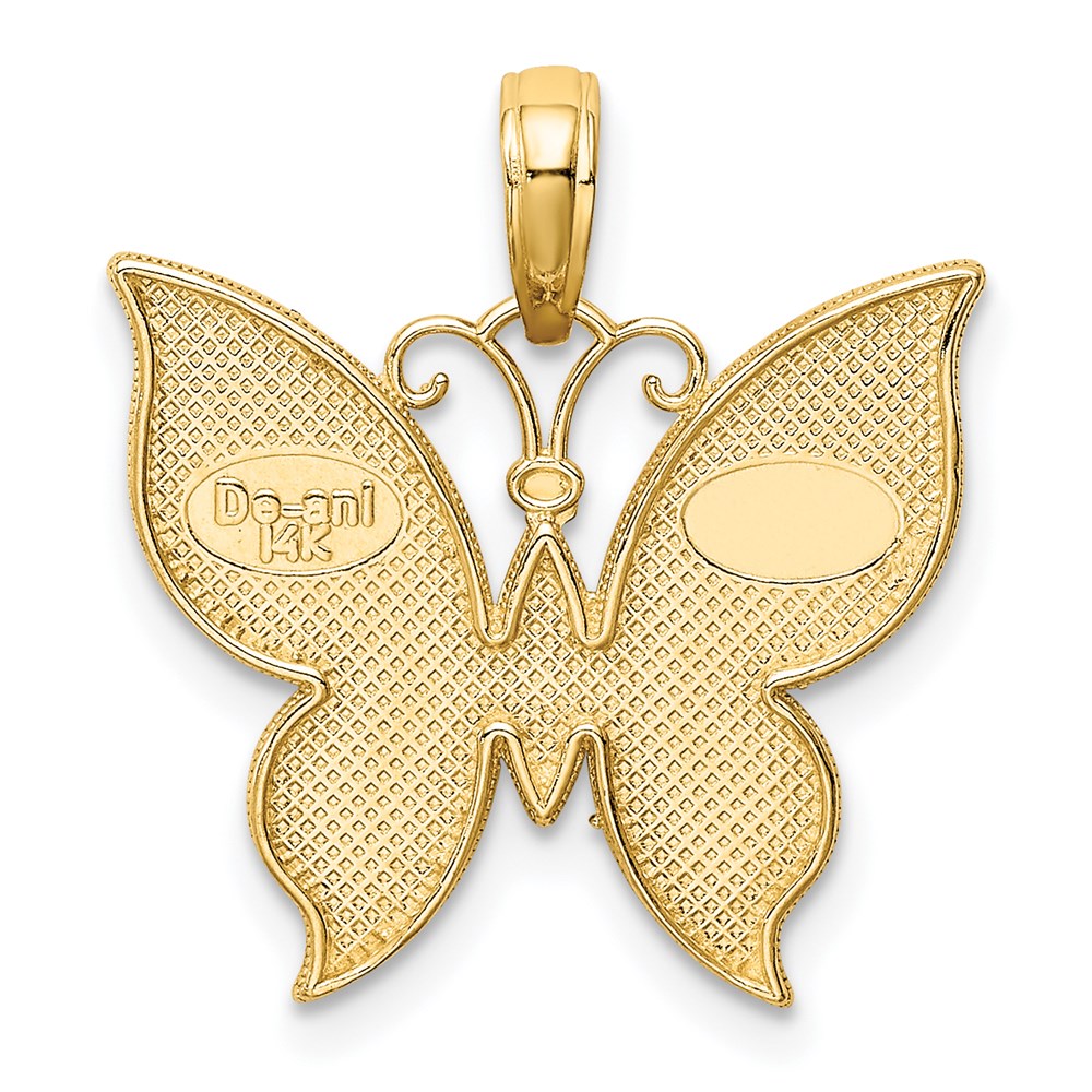 14K Gelb- und Rhodiumgold Anhänger mit Rhodium-Schmetterling