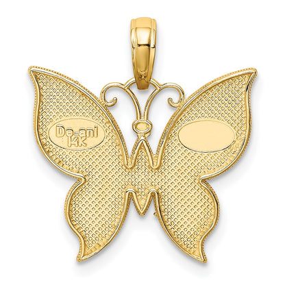 14K Gelb- und Rhodiumgold Anhänger mit Rhodium-Schmetterling