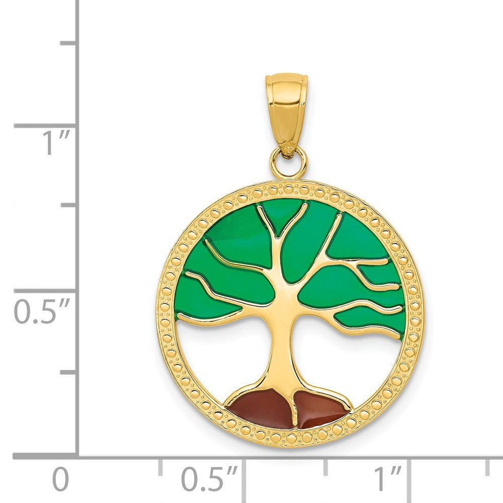 14K Gelbgold Anhänger "Baum des Lebens" emailliert