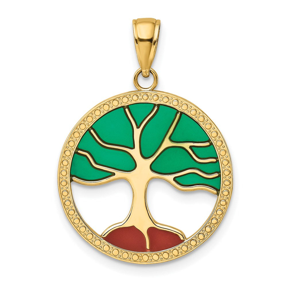 14K Gelbgold Anhänger "Baum des Lebens" emailliert