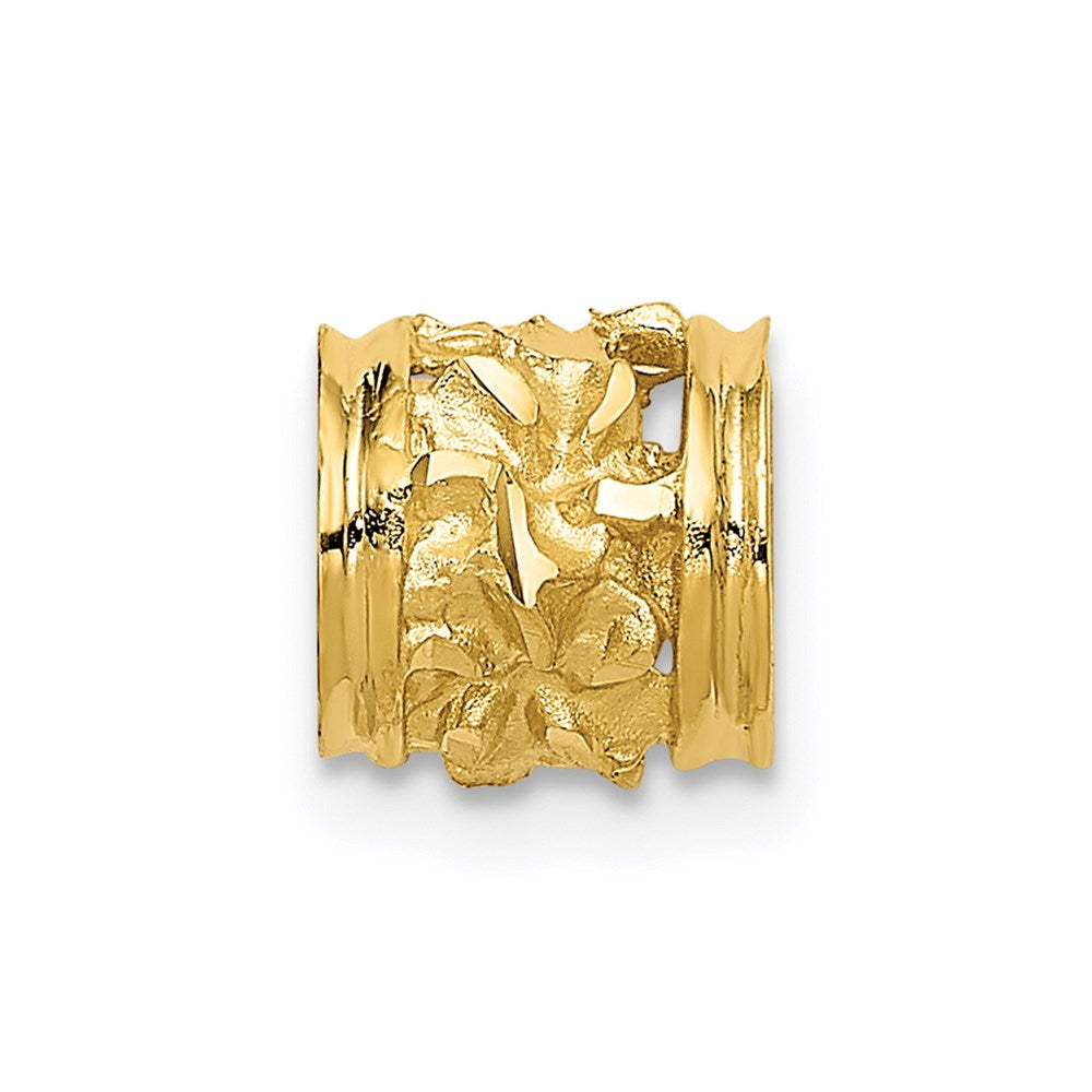 14K Gelbgold Diamantiert Mini Plumeria Barrel Kette Anhänger