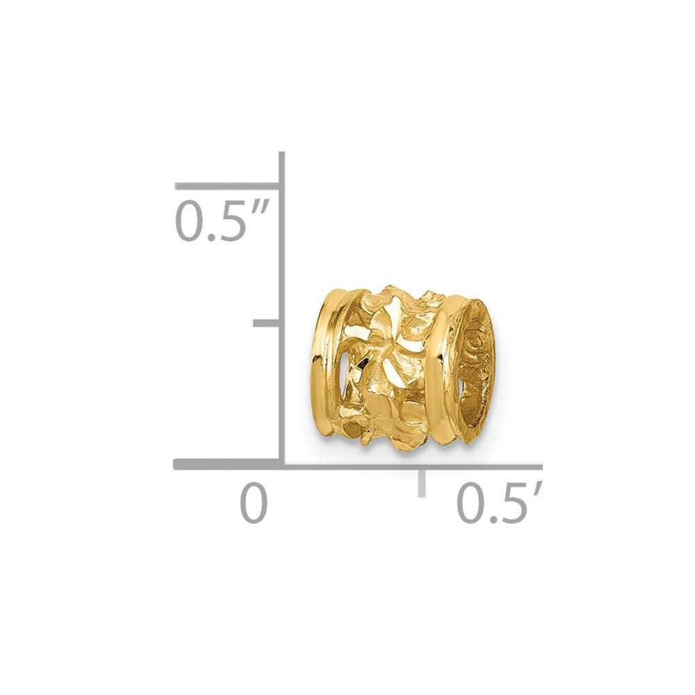 14K Gelbgold Diamantiert Mini Plumeria Barrel Kette Anhänger