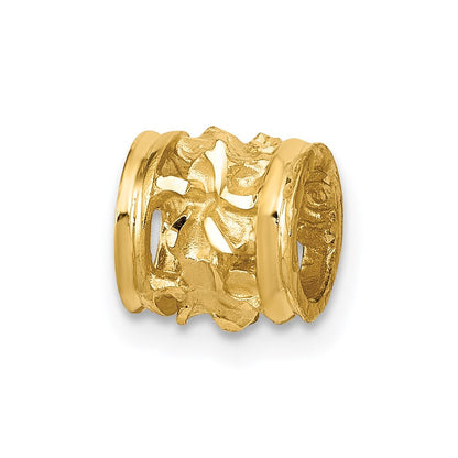 14K Gelbgold Diamantiert Mini Plumeria Barrel Kette Anhänger
