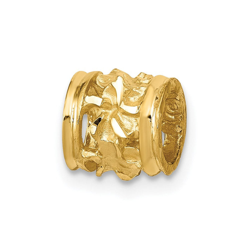 14K Gelbgold Diamantiert Mini Plumeria Barrel Kette Anhänger
