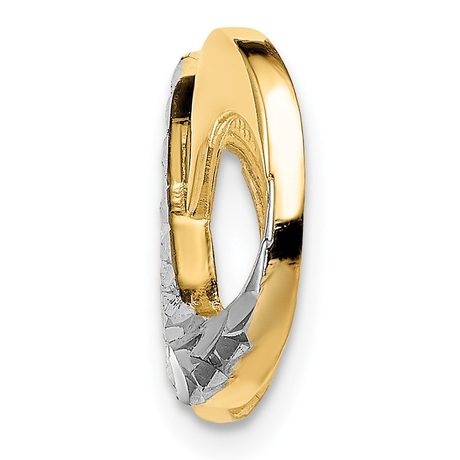 14K Gelb & Rhodium mit Rhodium Diamantiert Unendlichkeit Passt 4mm Fantasie Omega Anhänger
