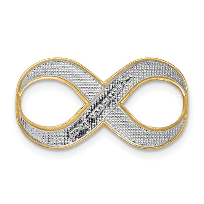 14K Gelb & Rhodium mit Rhodium Diamantiert Unendlichkeit Passt 4mm Fantasie Omega Anhänger