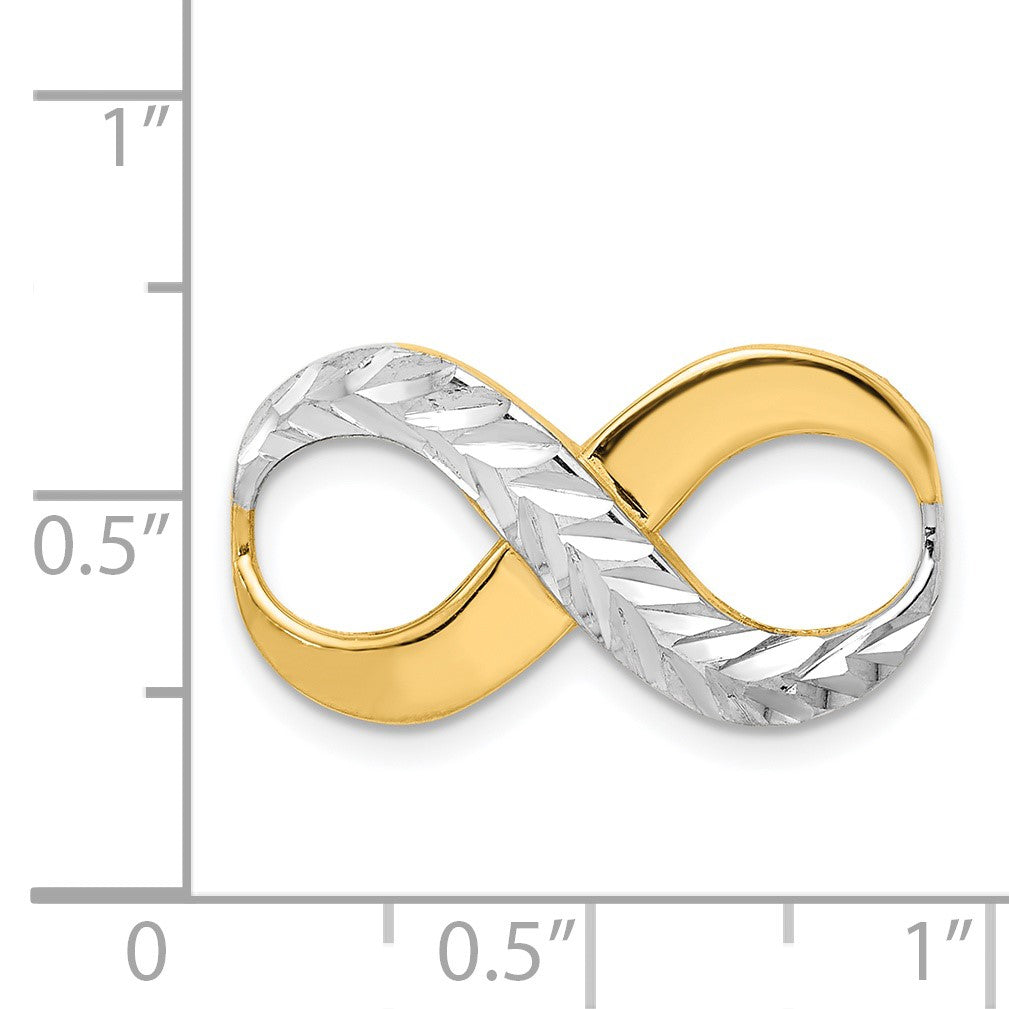 14K Gelb & Rhodium mit Rhodium Diamantiert Unendlichkeit Passt 4mm Fantasie Omega Anhänger