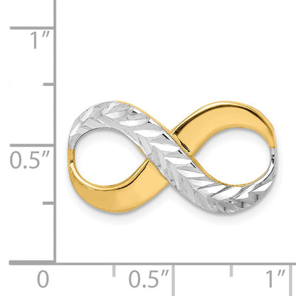 14K Gelb & Rhodium mit Rhodium Diamantiert Unendlichkeit Passt 4mm Fantasie Omega Anhänger