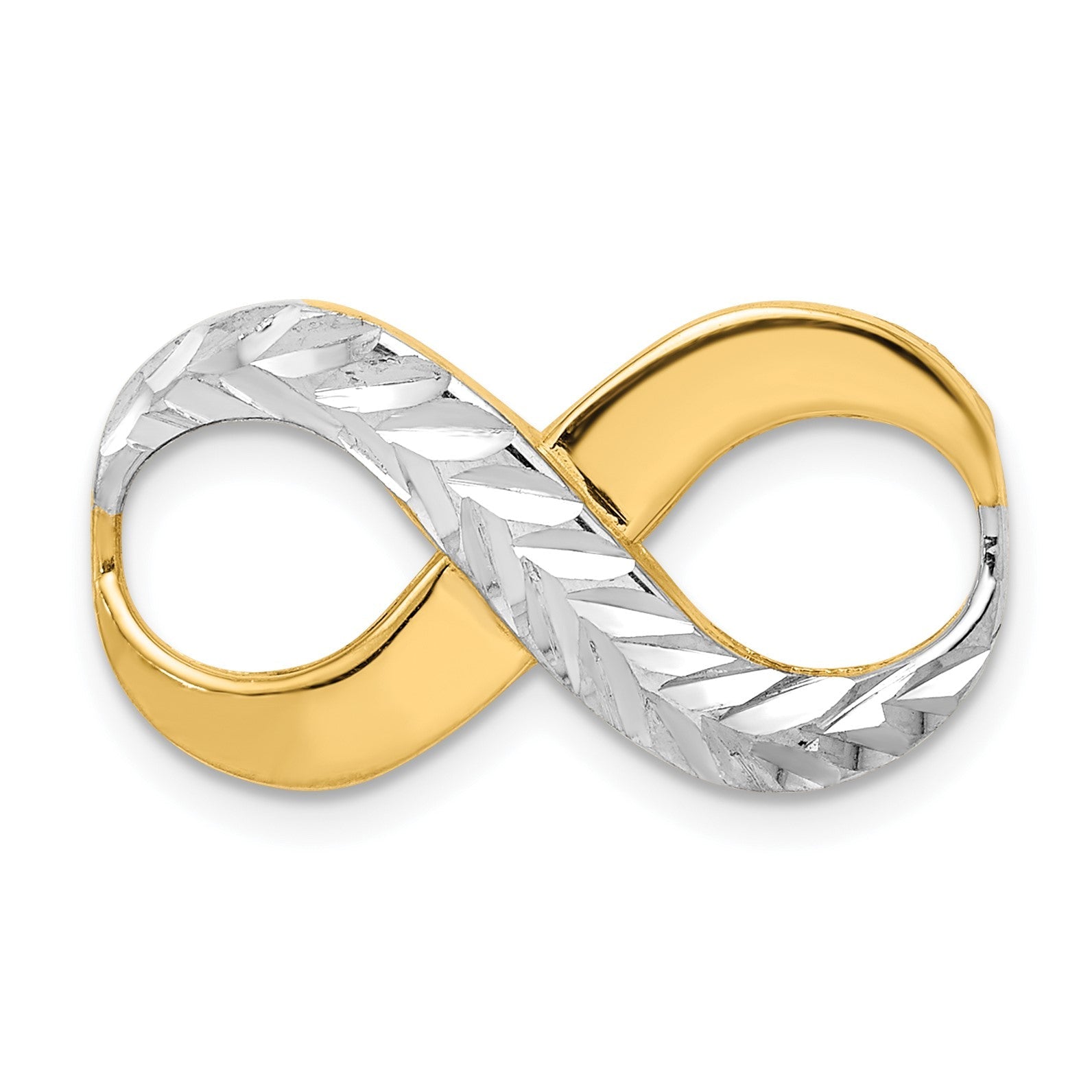 14K Gelb & Rhodium mit Rhodium Diamantiert Unendlichkeit Passt 4mm Fantasie Omega Anhänger