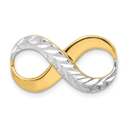 14K Gelb & Rhodium mit Rhodium Diamantiert Unendlichkeit Passt 4mm Fantasie Omega Anhänger