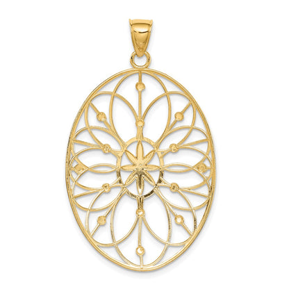 14K Gelb- und Rhodiumgold mit Rhodium-Blumenmedaillon-Anhänger