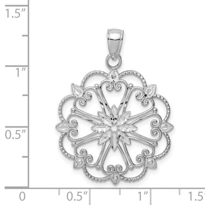14K Weißgold Diamantgeschliffener Sternenexplosion-Anhänger