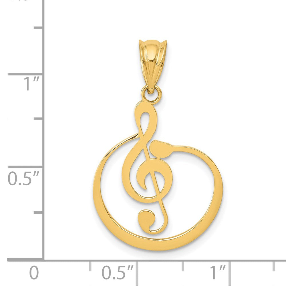 14K Gelbgold G Schlüssel Musical Note Anhänger