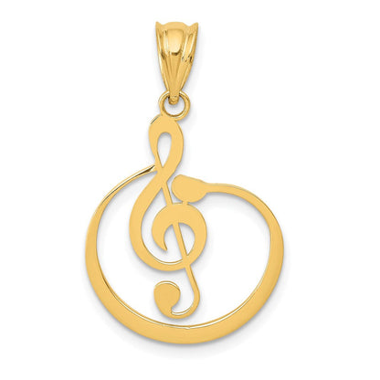 14K Gelbgold G Schlüssel Musical Note Anhänger