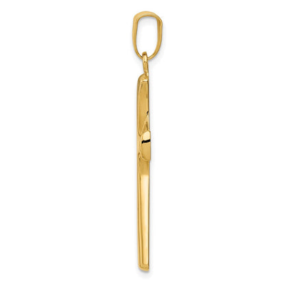 14K Gelb- und Rhodiumgold mit Rhodium Fantasie-Kreuzanhänger
