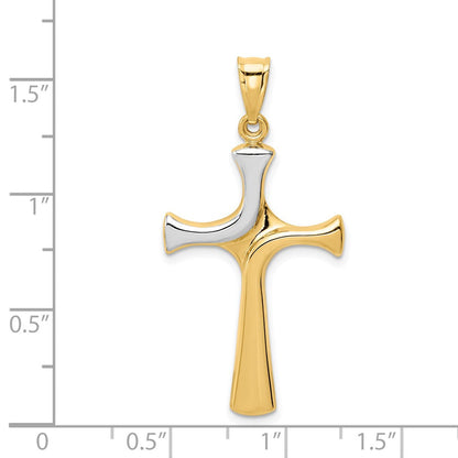 14K Gelb- und Rhodiumgold mit Rhodium Fantasie-Kreuzanhänger