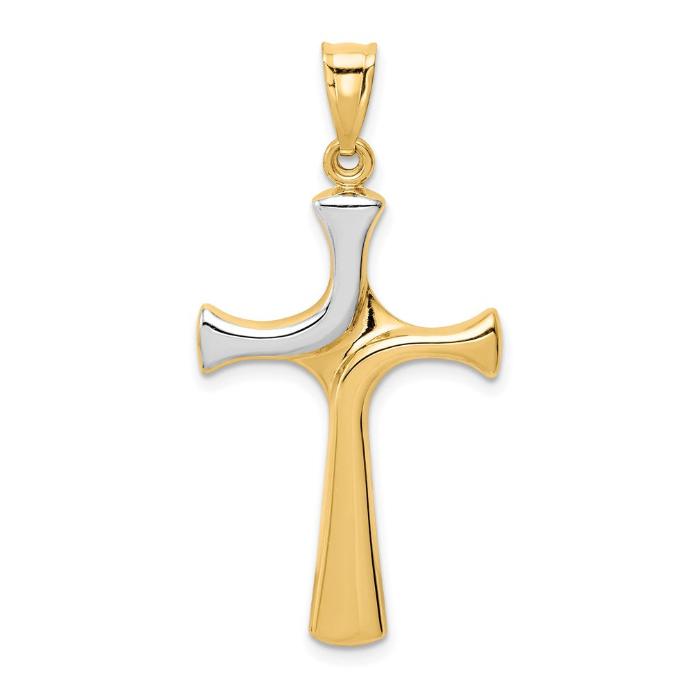 14K Gelb- und Rhodiumgold mit Rhodium Fantasie-Kreuzanhänger