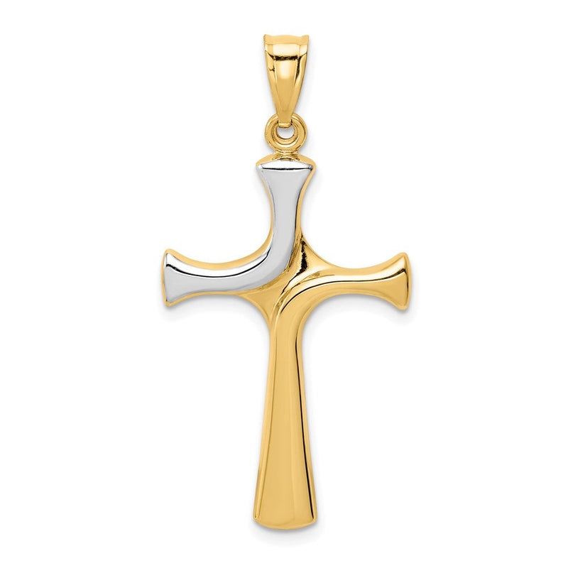14K Gelb- und Rhodiumgold mit Rhodium Fantasie-Kreuzanhänger
