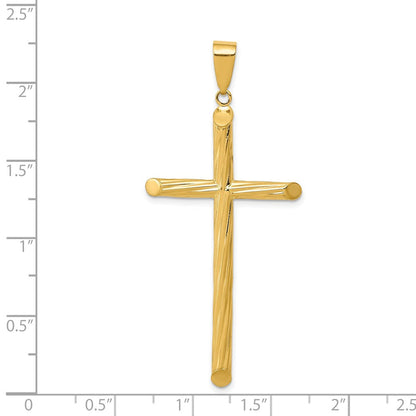 14K Gelbgold Kreuzanhänger mit Fantasie-Textur