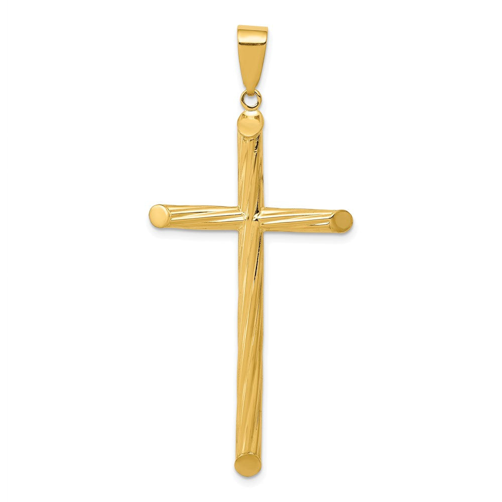 14K Gelbgold Kreuzanhänger mit Fantasie-Textur