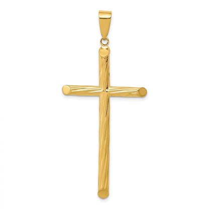 14K Gelbgold Kreuzanhänger mit Fantasie-Textur