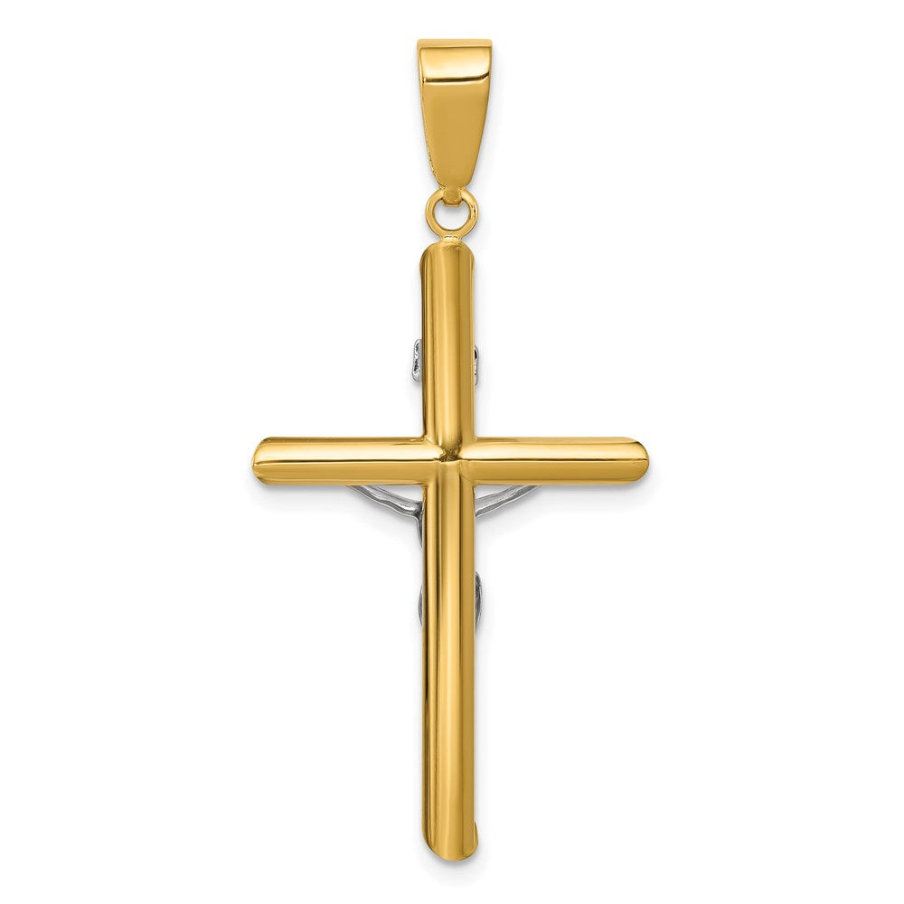 14K Bicolor Hohl Kruzifix Anhänger