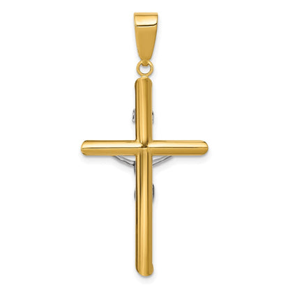 14K Bicolor Hohl Kruzifix Anhänger