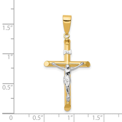 14K Bicolor Hohl Kruzifix Anhänger