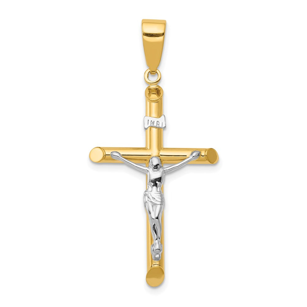 14K Bicolor Hohl Kruzifix Anhänger