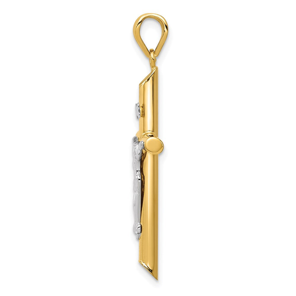 14K Bicolor Hohl Kruzifix Anhänger