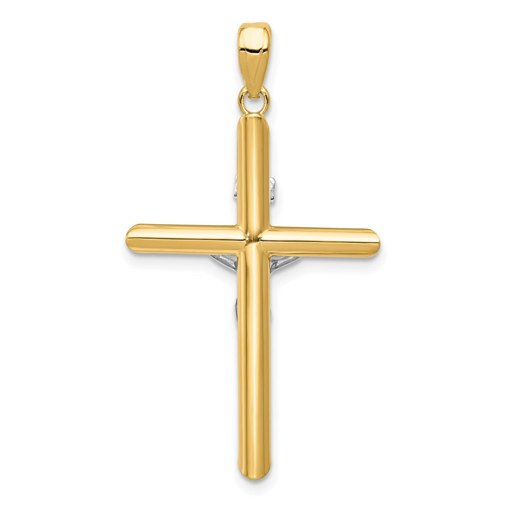 14K Bicolor Hohl Kruzifix Anhänger